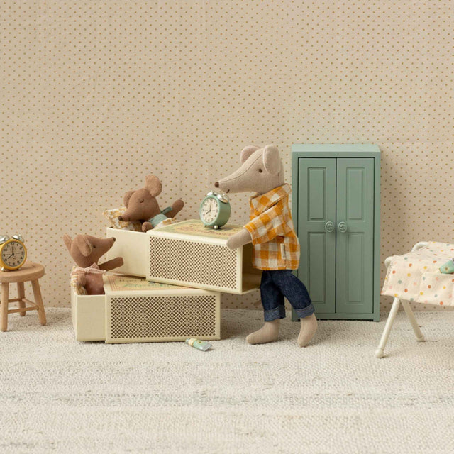 Maileg Baby Sleepy Wakey Mouse In Matchbox - Rose