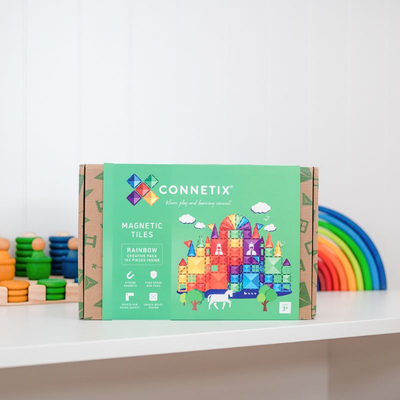 Connetix Magnetic Tiles 102 Piece Rainbow Creative Pack