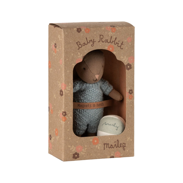 Maileg Baby Rabbit Micro Set- Brown/Blue